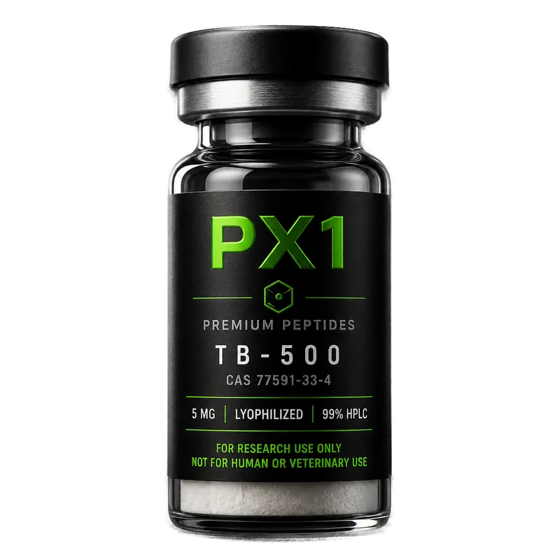 PX1 Labs TB-500 research peptide vial, third-party HPLC tested